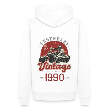 1990 Jubiläum Motorrad Biker Jahrgang - Männer Premium Bio Hoodie - Weiß - Hinten - Nico (187cm)