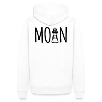 Moin Leuchtturm Norden Hamburg Norddeutschland - Männer Premium Bio Hoodie - Weiß - Hinten - Nico (187cm)