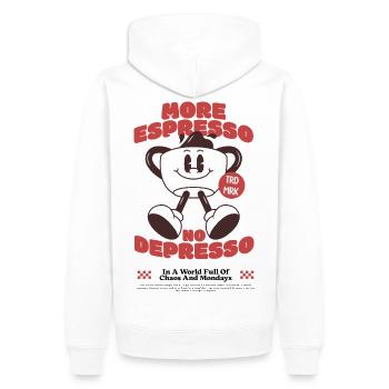 Plus de Espresso No Depresso Coffee Shirt - Sweat à capuche Premium bio Homme - blanc - Dos - Nico (187cm)