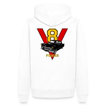 v8 - Sweat à capuche Premium bio Homme - blanc - Dos - Nico (187cm)