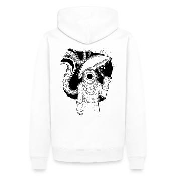 Fonds marins dessin sketchy old school - Sweat à capuche Premium bio Homme - blanc - Dos - Nico (187cm)
