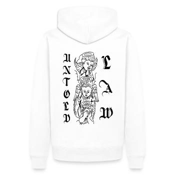 Untold Law - Männer Premium Bio Hoodie - Weiß - Hinten - Nico (187cm)