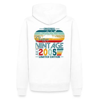 Original Juillet Millésime 2005 17ème Anniversaire Hommes - Sweat à capuche Premium bio Homme - blanc - Dos - Nico (187cm)