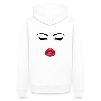 Visage avec bouche ouverte - Sweat à capuche Premium bio Homme - blanc - Dos - Nico (187cm)