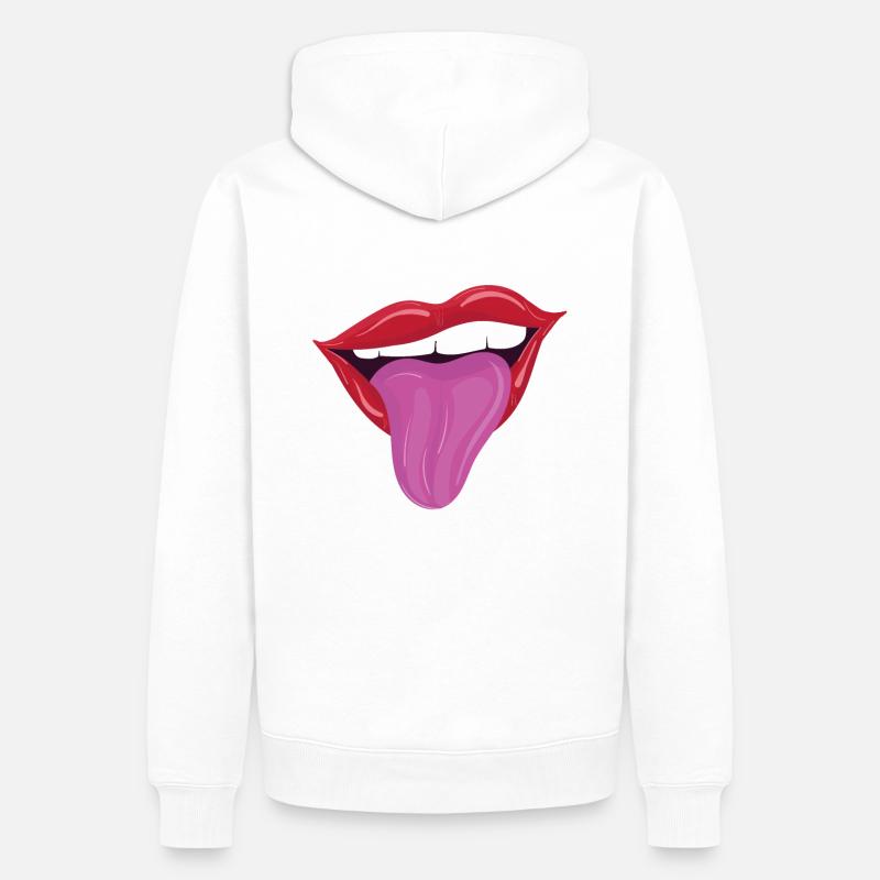 Lèvres coquines avec la langue - Sweat à capuche Premium bio Homme - blanc
