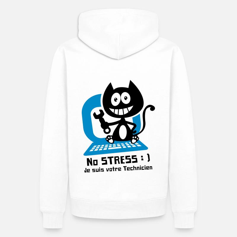 Chat technicien informatique, humour de chat ! - Sweat à capuche Premium bio Homme - blanc