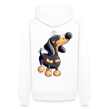Drôle Dachshund - Sweat à capuche Premium bio Homme - blanc - Dos - Nico (187cm)