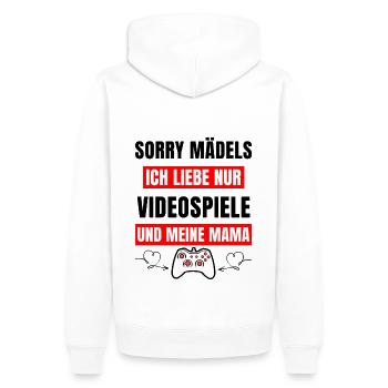 Ich liebe Gaming und meine Mama - Männer Premium Bio Hoodie - Weiß - Hinten - Nico (187cm)