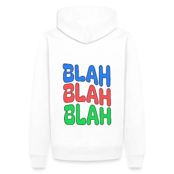 BLAH BLAH BLAH Colorful Statement - Men’s Premium Organic Hoodie - white - Back - Nico (187cm)