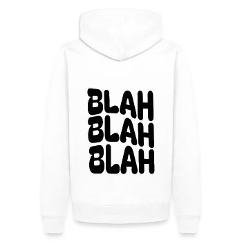 BLAH BLAH BLAH Minimalisches Statement - Männer Premium Bio Hoodie - Weiß - Hinten - Nico (187cm)