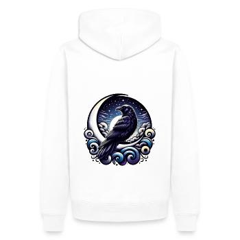 Rabe bei Nacht Mond Mystisch - Männer Premium Bio Hoodie - Weiß - Hinten - Nico (187cm)
