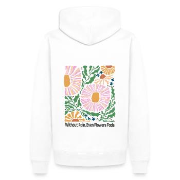 Without Rain Blumen Design Retro Stil - Männer Premium Bio Hoodie - Weiß - Hinten - Nico (187cm)