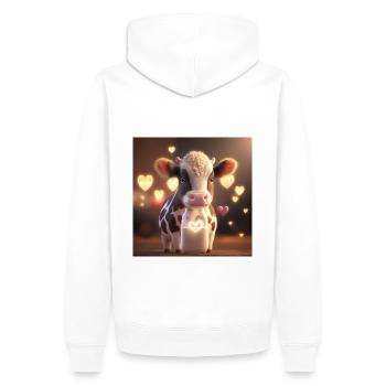 cute cow with hearts - Men’s Premium Organic Hoodie - white - Back - Nico (187cm)