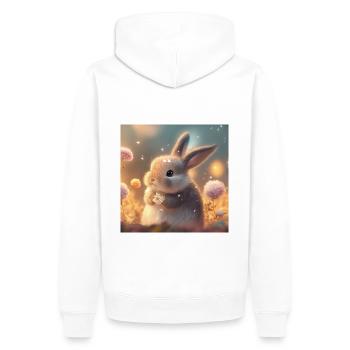 Lapin mignon avec des fleurs - Sweat à capuche Premium bio Homme - blanc - Dos - Nico (187cm)