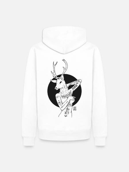 Outline deer woman - Men’s Premium Organic Hoodie - white