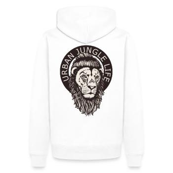 Grande ville Jungle Lion Hipster Dutt et Bart - Sweat à capuche Premium bio Homme - blanc - Dos - Nico (187cm)