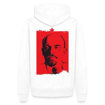 Lenin - Männer Premium Bio Hoodie - Weiß - Hinten - Nico (187cm)