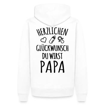 Du wirst Papa Vater Eltern werden Schwangerschaft - Männer Premium Bio Hoodie - Weiß - Hinten - Nico (187cm)