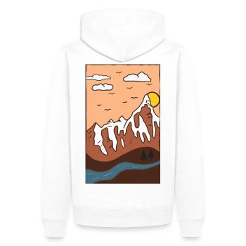 Berglandschaft Sonnenuntergang - Männer Premium Bio Hoodie - Weiß - Hinten - Nico (187cm)