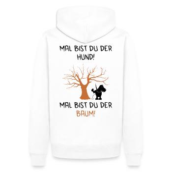 Parfois chien - parfois arbre - Sweat à capuche Premium bio Homme - blanc - Dos - Nico (187cm)