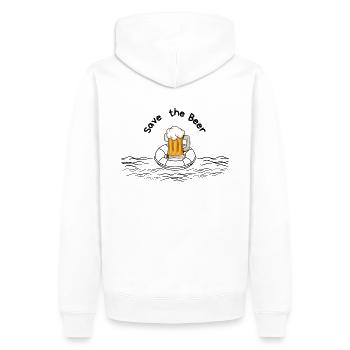 Rette das Bier... - Männer Premium Bio Hoodie - Weiß - Hinten - Nico (187cm)