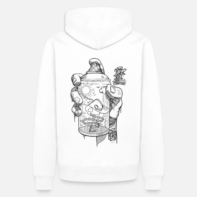 hand spray ZERO bw - Sweat à capuche Premium bio Homme - blanc