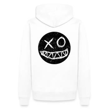 Raveface Kreis - Männer Premium Bio Hoodie - Weiß - Hinten - Nico (187cm)