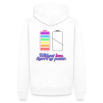 No power without Love - Men’s Premium Organic Hoodie - white - Back - Nico (187cm)