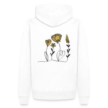 Fleurs de la ligne dorée – élégantes et intemporelles. Par ankh. - Sweat à capuche Premium bio Homme - blanc - Dos - Nico (187cm)