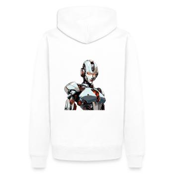 Futuristic Warrior - Männer Premium Bio Hoodie - Weiß - Hinten - Nico (187cm)