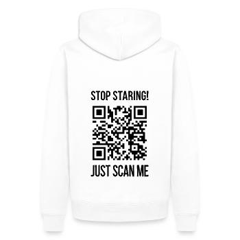 Scan Me QR Code: Choose Kindness Every Day - Men’s Premium Organic Hoodie - white - Back - Nico (187cm)