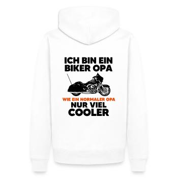 Rocker Opa Biker Motorradfahrer Chopper Bobber - Männer Premium Bio Hoodie - Weiß - Hinten - Nico (187cm)