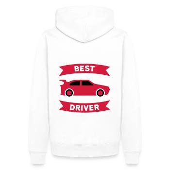 Meilleur pilote de voiture de sport (voiture de sport, bannière) - Sweat à capuche Premium bio Homme - blanc - Dos - Nico (187cm)