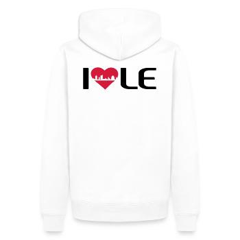 I love LE - Männer Premium Bio Hoodie - Weiß - Hinten - Nico (187cm)