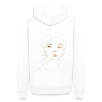 Femme visage croquis illustration - Sweat à capuche Premium bio Homme - blanc - Dos - Nico (187cm)