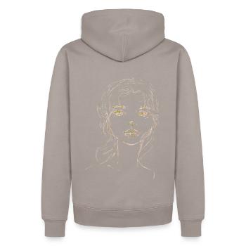Woman Face Sketch Illustration - Men’s Premium Organic Hoodie - taupe - Back - Nico (187cm)