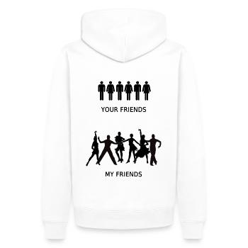 Vos amis - mes amis, pour les danseurs effrontés - Sweat à capuche Premium bio Homme - blanc - Dos - Nico (187cm)