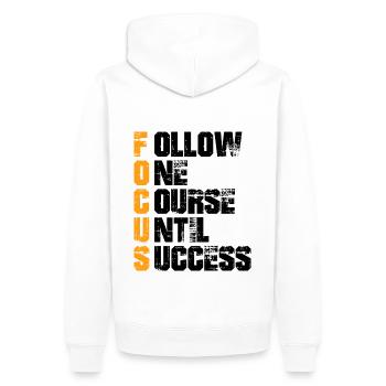 Fitness Motivation T-Shirt - Men’s Premium Organic Hoodie - white - Back - Nico (187cm)