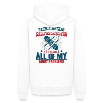 I Just want to play Skateboarding - lustig skater - Männer Premium Bio Hoodie - Weiß - Hinten - Nico (187cm)