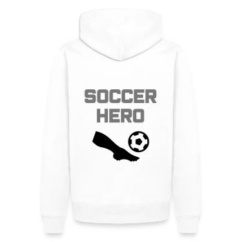 Héros du football (jambe, football) - Sweat à capuche Premium bio Homme - blanc - Dos - Nico (187cm)
