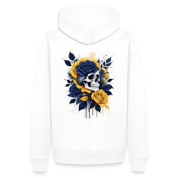 Flora Skull - Men’s Premium Organic Hoodie - white - Back - Nico (187cm)