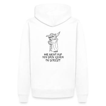 Mir nicht auf den Sack gehen du sollst - Männer Premium Bio Hoodie - Weiß - Hinten - Nico (187cm)