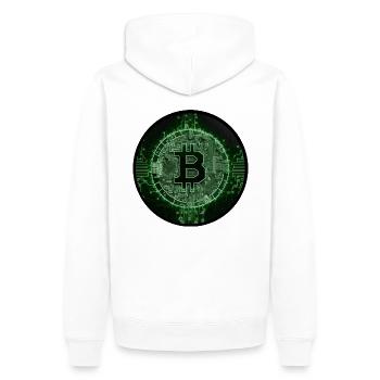 Green Bitcoin Coin - Männer Premium Bio Hoodie - Weiß - Hinten - Nico (187cm)