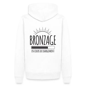 Tan Loading, Été, Vacances, Français - Sweat à capuche Premium bio Homme - blanc - Dos - Nico (187cm)