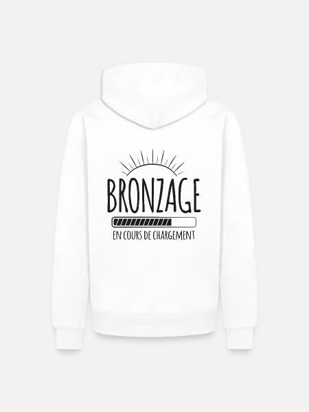 Tan Loading, Été, Vacances, Français - Sweat à capuche Premium bio Homme - blanc