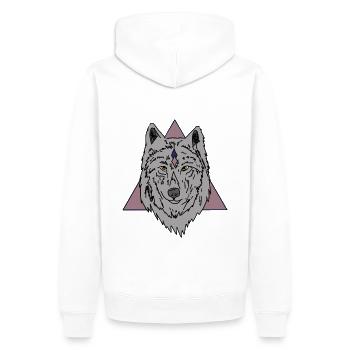 Kopf eines grauen Wolfes - Männer Premium Bio Hoodie - Weiß - Hinten - Nico (187cm)