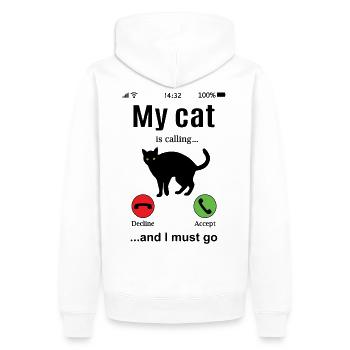 Chat appelle drôle l’ami chat propriétaire de chat - Sweat à capuche Premium bio Homme - blanc - Dos - Nico (187cm)