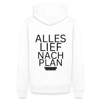 Alles lief nach Plan schwarz - Männer Premium Bio Hoodie - Weiß - Hinten - Nico (187cm)