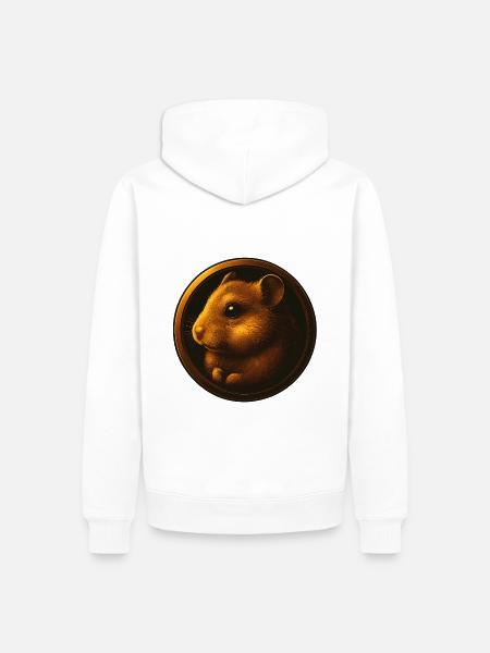 Hamster Tierkopf Design in Emblem - Männer Premium Bio Hoodie - Weiß