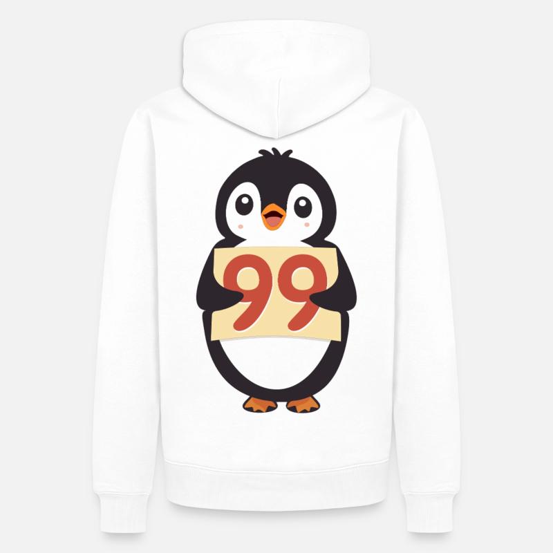 Süßer Pinguin hält ein Zahlenzeichen - Männer Premium Bio Hoodie - Weiß